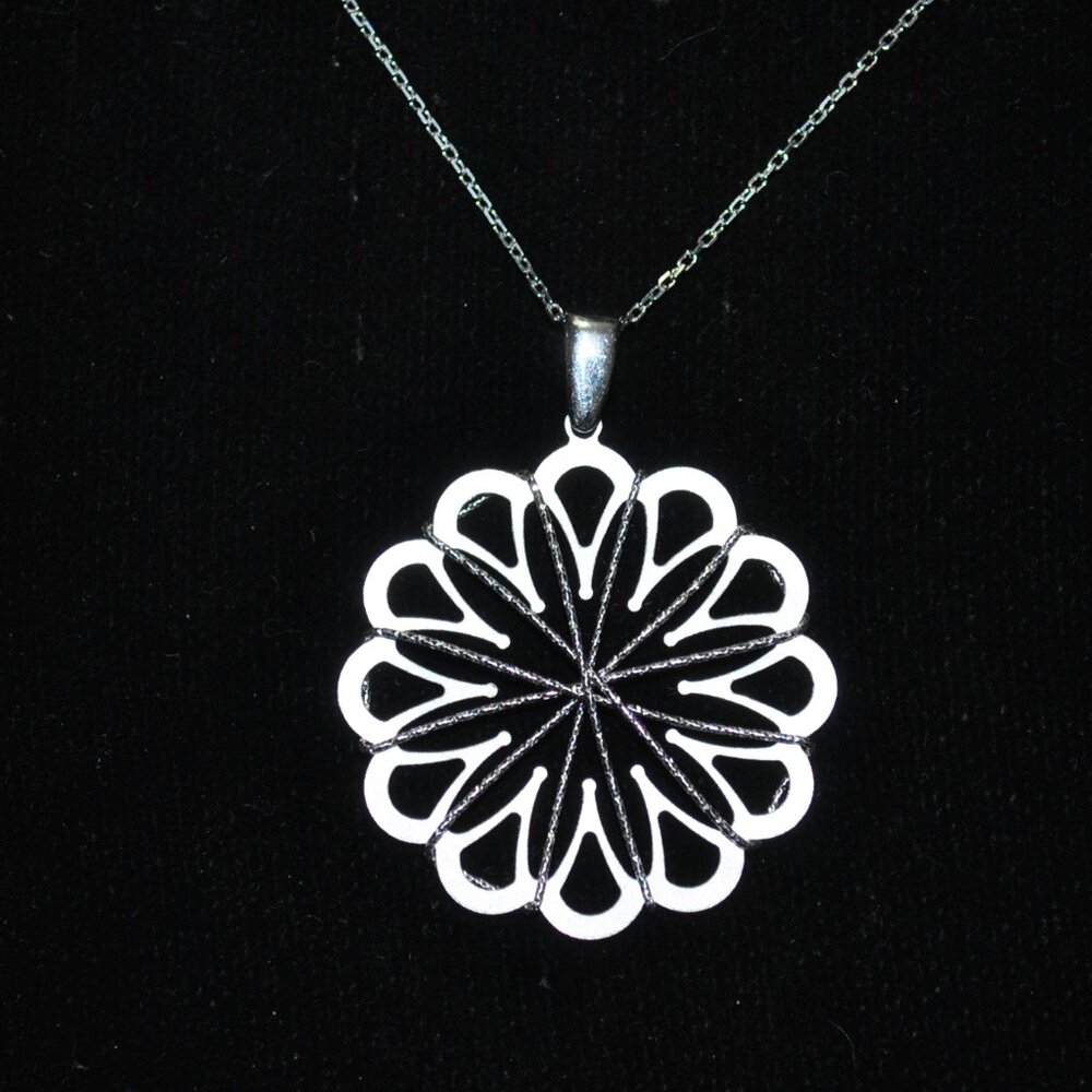 Sterling Silver 925 Mandala Pendant with Chain Necklace